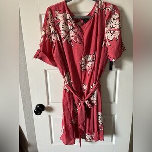 NWT Worthington Pink Floral Tie Waist Dress XL